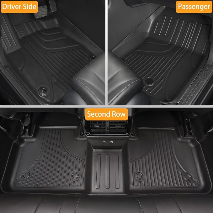 Floor Mats & Trunk Mat for Honda Civic Sedan 2016-2021 - AOMSAZTO All Weather TPE Custom Fit Floor Liners for Civic Si 2017 2018 2019 2020 2021 1st & 2nd Row & Cargo Liner Full Set, Black