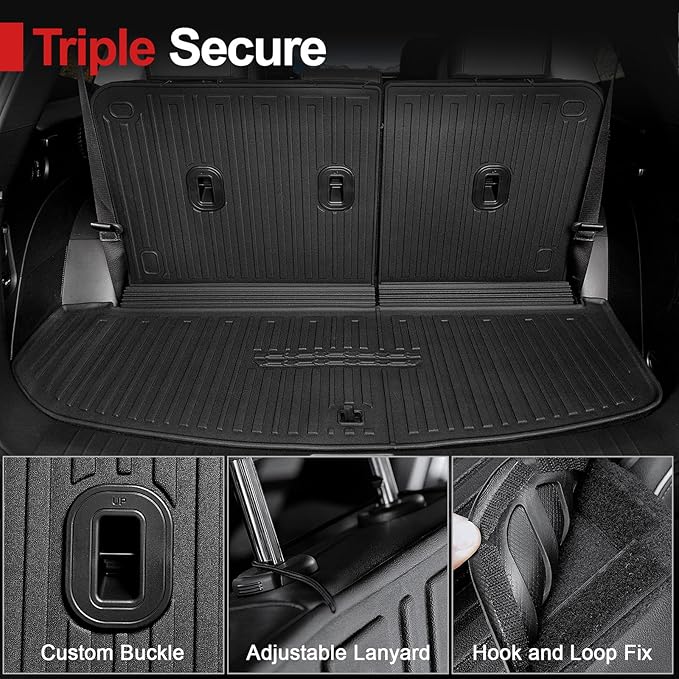 Floor Mats for 2026 Hyundai Palisade 7/8 Seat (Only Hybrid), All Weather TPE Cargo Mat with 3rd Backrest Mat for 2026 Hyundai Palisade Hybrid Calligraphy Accessories