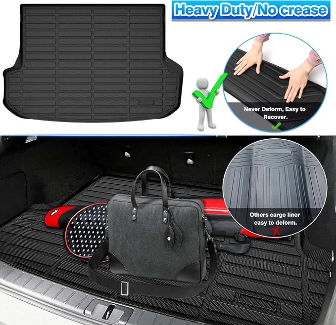 Cartist Custom Fit for Cargo Liner 2016-2022 Lexus RX350/RX450h (Not for RX350L & RX450hL) All Weather Trunk Mat Anti-Slip TPE Rear Trunk Floor Mat Waterproof