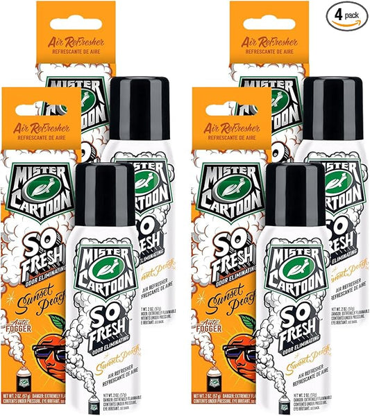 Turtle Wax FOGGER, 2 oz: Ultimate Car Fogger and Smoke Odor Eliminator – Long-Lasting Scent Car Air Freshener (4 Packs, Sunset Peach)