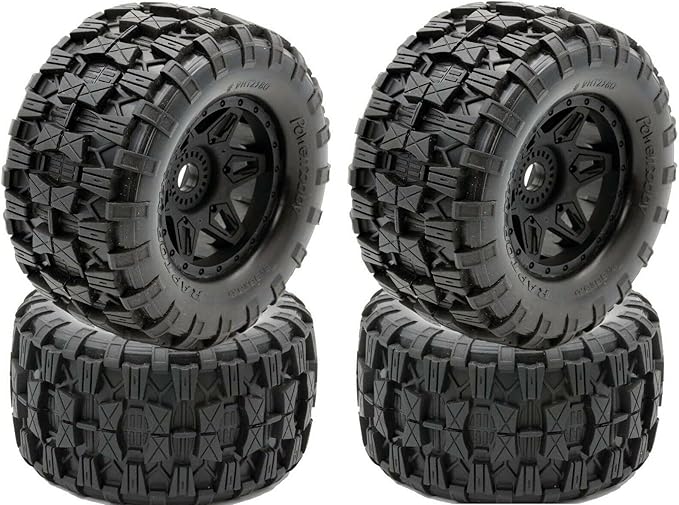 Powerhobby Raptor MX Belted All Terrain Mounted Tires/Wheels 17mm (4) Fits Traxxas Maxx E-Revo Arrma Kraton Outcast