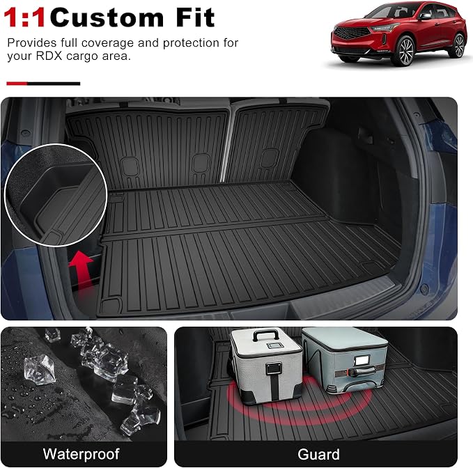 for 2019-2026 Acura RDX Cargo Liner & Backrest Mat: Custom Fit All Weather TPE Anti Skid Waterproof Trunk Liner