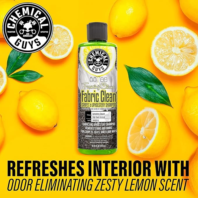 Chemical Guys Foaming Citrus Fabric Clean Carpet & Upholstery Cleaner (Car Carpets, Seats & Floor Mats), Safe for Cars, Home, Office, & More, Extra Large Size 32 fl oz, Citrus Scent - CWS20332