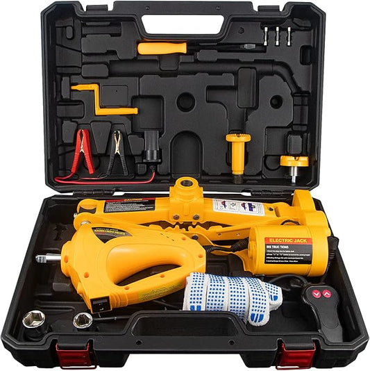 E-HEELP 3 Ton Electric Car Jack, 12V Automatic Scissor Lift Floor Jack with Impact Wrench Kit for Sedans, Lifting Range 4.72-14.57 Inches, 6600 lbs Load Capacity