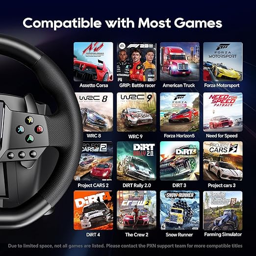 PXN Gaming Steering Wheel - 270/900° V900 GEN2 Sim Racing Wheel with Pedals Paddle Shifter - for Xbox One,Series S|X, PC, PS4, Switch