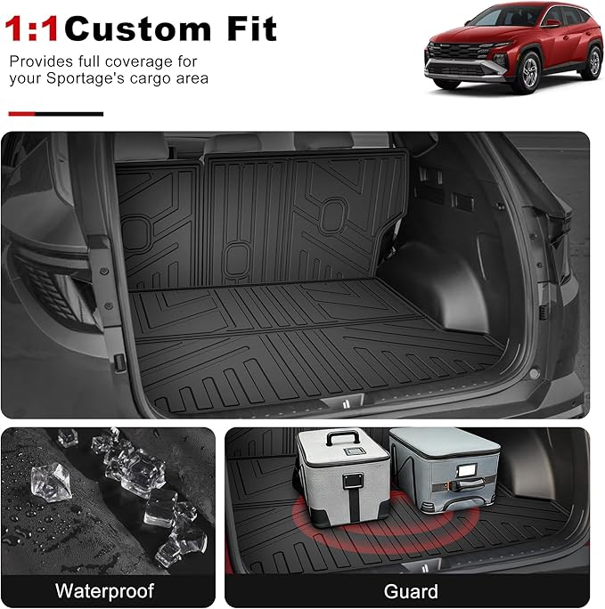 Cargo Mat for 2022-2026 Hyundai Tucson - All Weather Cargo Liner with Backrest Mats TPE Trunk Mat Seatback Protector for 2026 2025 2024 2023 2022 Tucson Accessories Cargo Tray Black