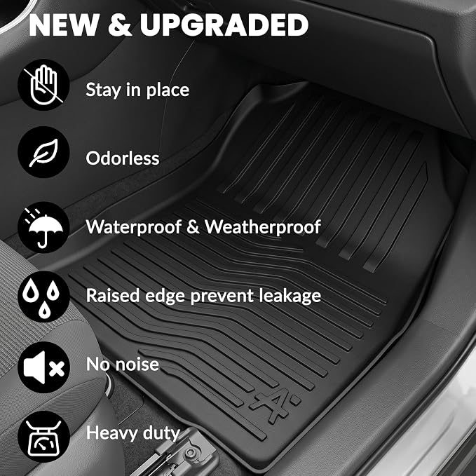 Auxko All Weather Floor Mats for Toyota rav4 Hybrid 2026 (Not for PHEV) TPE Rubber Liners Accessory for Toyota rav4 Hybrid 2026 Odorless Anti-Slip Mats Black
