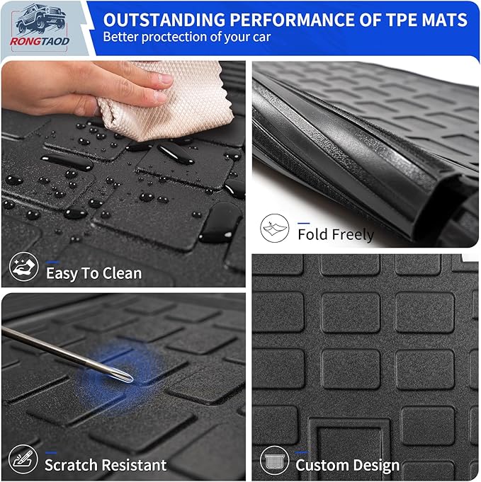 Rongtaod Cargo Mat Compatible with 2022 2023 2024 2025 2026 Nissan Pathfinder Cargo Liner Trunk Mat TPE All Weather Back Seat Cover Protector Pathfinder Accessories (Trunk Mat with Backrest Mat)