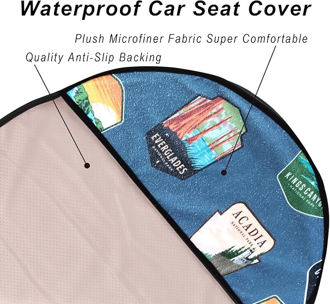 Car Seat Cover Protector Front Seats,for Gym Workout,Running,Swimming,Beach and Hiking,Waterproof Sweat Towel Bucket Seat Covers for Cars SUV Trucks (National Parks, 2Pcs)