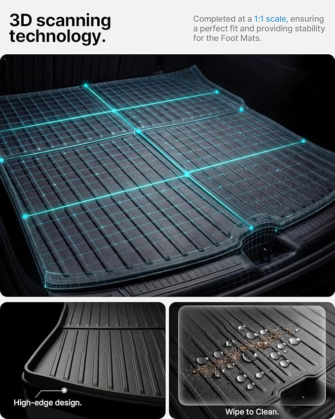 5 Pcs Floor Mats for Tesla Model Y Juniper 2025 2026, All-Weather TPE Anti-Slip Cargo Liner & Rear Trunk Mat, Fits Standard/Premium/Performance 5-Seater