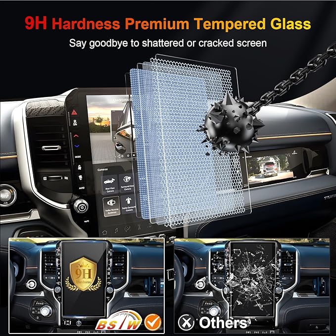 for 2025 Ram 1500 Screen Protector 14.4 for 2025 2026 Dodge Ram 1500 2500 3500 Tungsten/Laramie/Rebel/RHO/Limited 2026 Ram 1500 Accessories Tempered Glass Protective Film