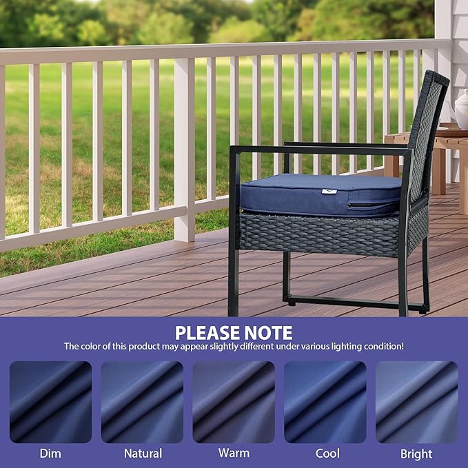 IPYNBAP Outdoor Chair Cushions Set of 4, Waterproof Outdoor Seat Cushions for Patio Furniture, Patio Chair Cushion with Handle and Ties, Out Door Chair Pads,18.5x16x3-Round, Navy Blue