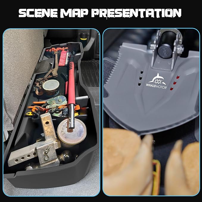 WHALEMOTOR Underseat Storage Compatible with 2014-2018 Chevy Silverado GMC Sierra Double/Extended Cab 1500(Inclu 2019 Ld/Lt)& 2015-2019 2500 3500 HD, Upgraded Rear Under Seat Organizer Cargo Box