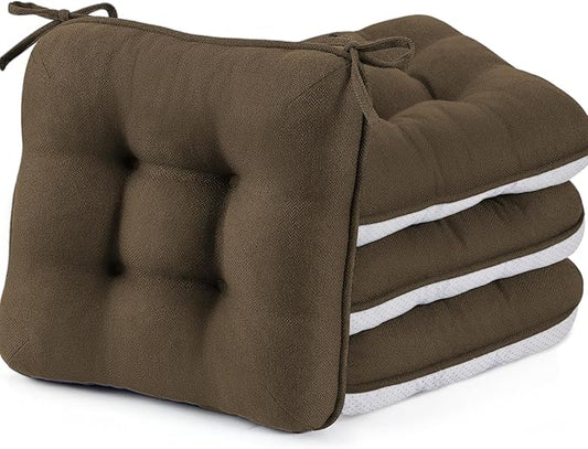 BETU Chair Cushions for Dining Chairs,3.5" Thick Kitchen Table Chair Pads with Ties,Non Slip Backing and Covers,Seat Cushion for Dining Room,Bar,Patio Chairs,18"X18"X3.5"
