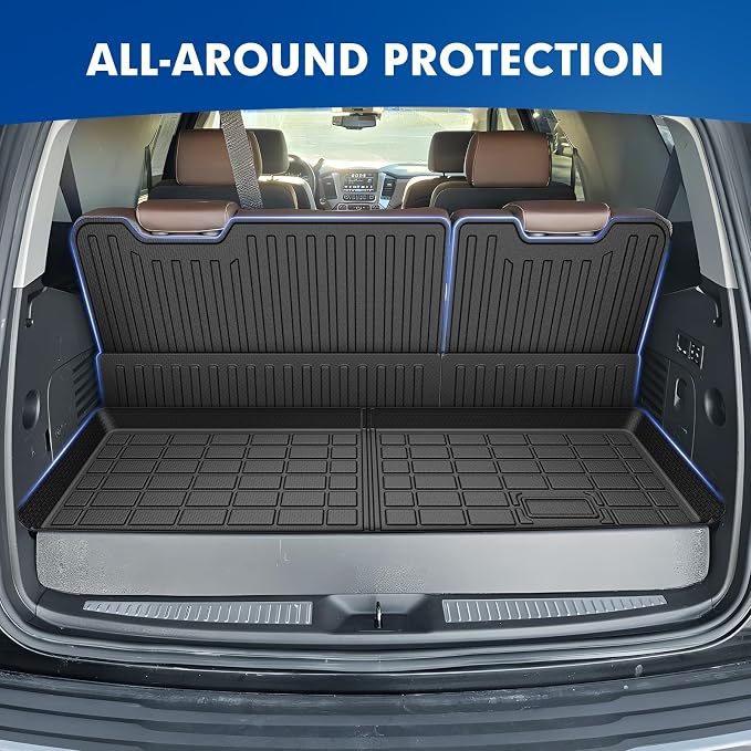 Mixsuper Cargo Liner for Chevy Tahoe 2015-2020, Cargo Mat Backrest Mat for Tahoe, All Weather Trunk Mat Backrest Mat TPE Back Seat Cover Protector for Tahoe Accessories