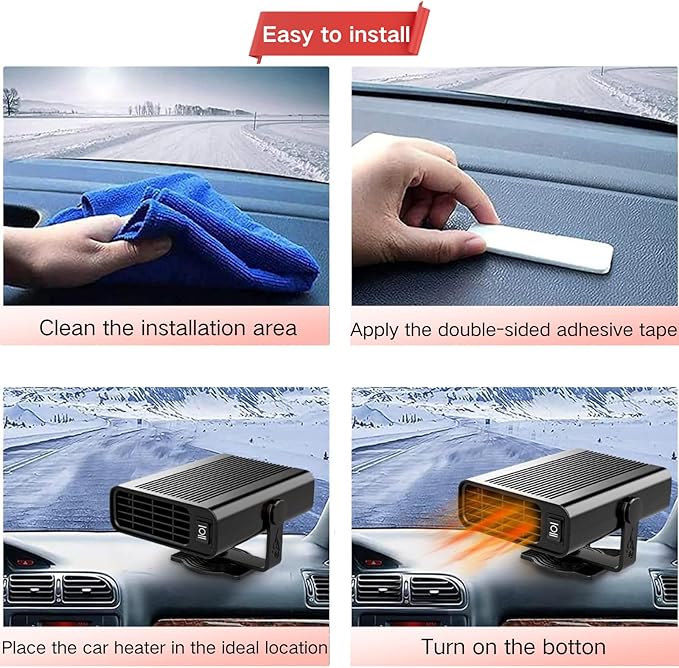 Car Heater 12V, Portable Car Heater for Vehicle That Plugs Into Cigarette Lighter,Fast Heating Defrost Defogger 2 in 1 Heating & Cooling Fan with 360° Rotary Base for Trucks, SUV, Cars