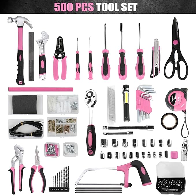 General Tool Kit 500-PCs for Home and Auto Mechanic Hand Tool Set with Drawer Storage Case Essential Toolbox for Men & Women DIYers