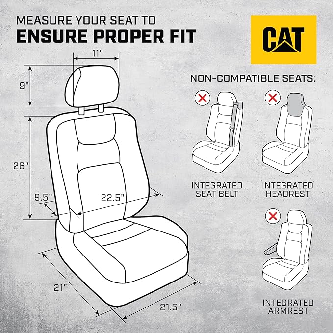 CAT Blue & Black Seat Covers for Cars, Trucks, & SUV - Set of (2) MeshFlex Car Seat Cover Front Seat Protectors - Airbag Compatible Seat Covers for SUV Interior Covers & Seat Cover Accessories