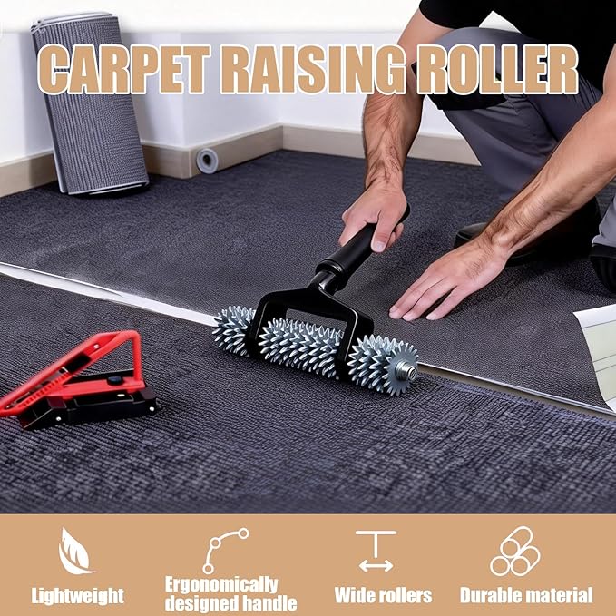 Carpet Patch Repair Kit with 5-Inch Star Wheel Seam Roller and 30ft Double-Sided Joining Tape, DIY Carpets Repair Kit for Carpet Maintenance Tasks