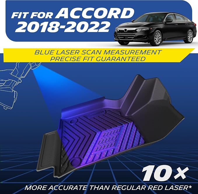 Michelin Vehicle Mats, Premier Series All-Weather TPE Custom Fit Liner for Honda Accord Gasoline & Hybrid 2018-2022 Floor Mats A(3 Piece)