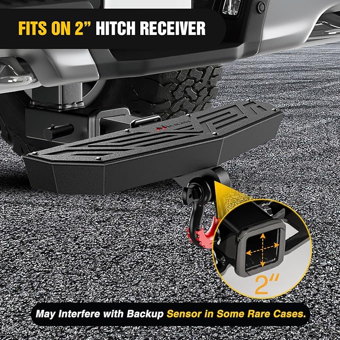 Nilight Hitch Step 2 Inch Receiver Universal Trailer Hitch Step Armor with Anti-Theft D-Ring Shackle Hitch Lock Stabilizer Anti-Slip Design Rear Bumper Guard for Pickups Trucks Vans SUVs ATVs