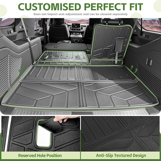 Cargo Liners for 2021-2026 Chevrolet Chevy Suburban/GMC Yukon XL Trunk Mat with 3rd Row Seat Back Cover Accessories, All Weather Rear Cargo Mat Backrest Protector(Only for XL,Not for Yukon)