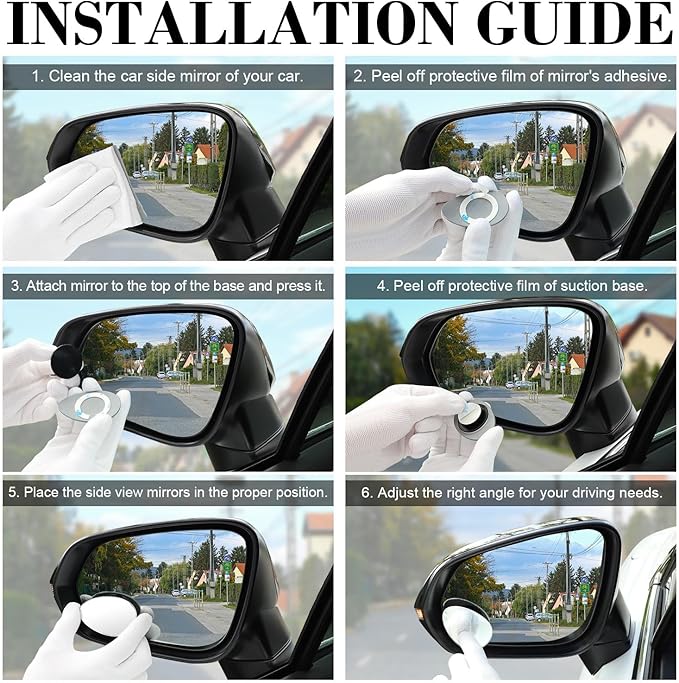 LivTee Blind Spot Mirror, Oval HD Glass Frameless Convex Rear View Mirror with wide angle Adjustable Stick for Cars SUV and Trucks, Pack of 2