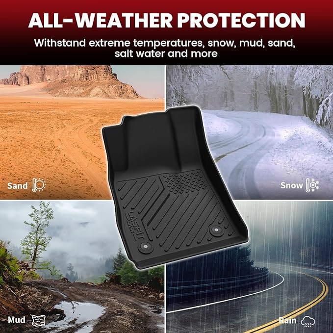 LASFIT Floor Mats for Chevrolet Chevy Impala 2014-2020 Car Floor Mats, All Weather TPE Custom Fit Floor Mats for Cars, 1st and 2nd Row Car Floor Liners for Impala Accessories Black