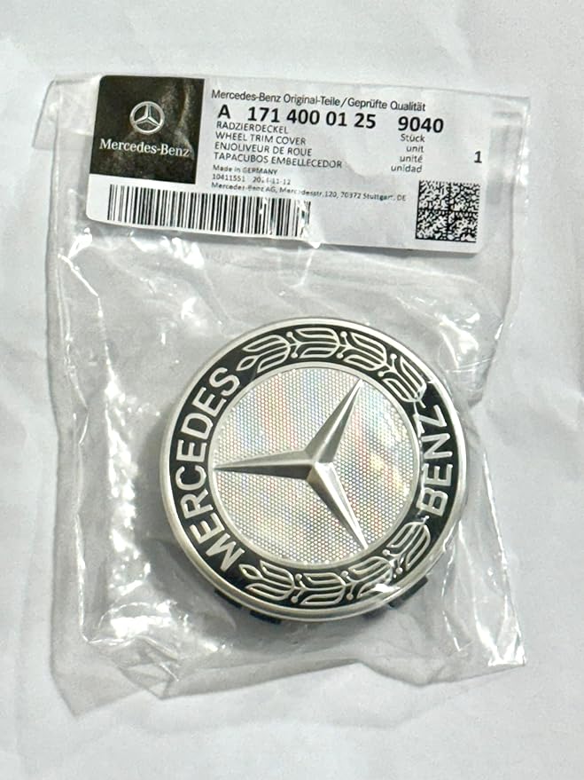 Mercedes-Benz Black Classic Logo Wheel Center Cap, Genuine MB Parts