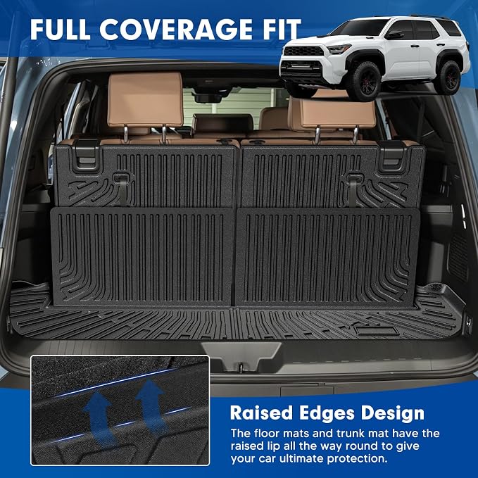 Mixsuper Cargo Liner for Toyota 4Runner 2025-2026 7-Passenger Models Only (Not for 5-Seater), All Weather Trunk Mat & Separate Seatback Protectors