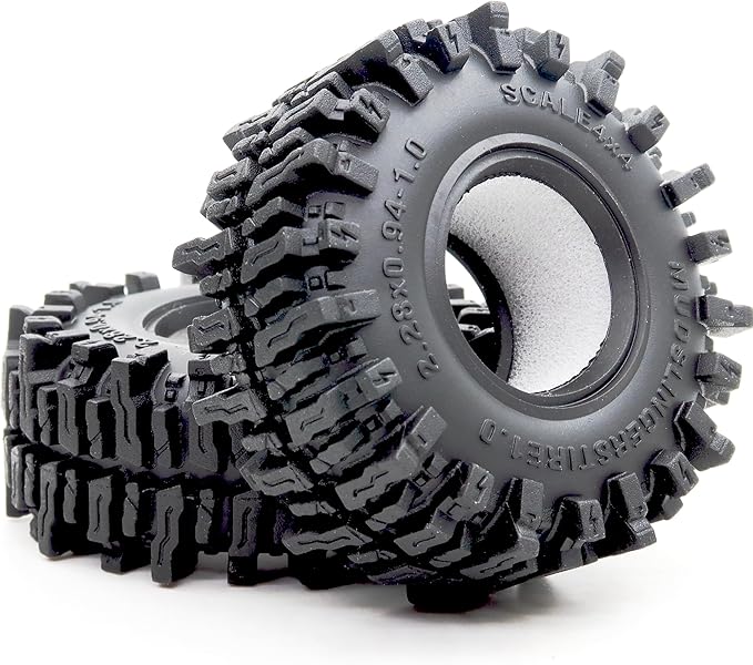 HOBBYSOUL 1.0 Crawler Tires 58mm Tall 1.0'' Mud Slingers Super Soft Sticky Tyre for RC 1/24 SCX24 1/18 TRX4M Upgrades
