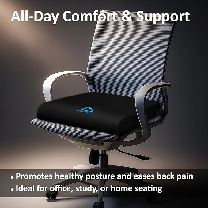Premium Large Gel Seat Cushion, Memory Foam Seat Cushion for Recliner, Wheelchair, Office Chair, Car, Floor, Dining Chair, Sciatica, Coccyx, Back Pain & Pressure Sore Relief, Design with Ventilation