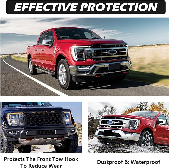 Tow Hooks Covers for Ford F150 2004-2026 Bronco Base/Big Bend/Outer Banks 2021-2026 Compatible with Toyota Tundra Accessories 2017-2021 (Red)