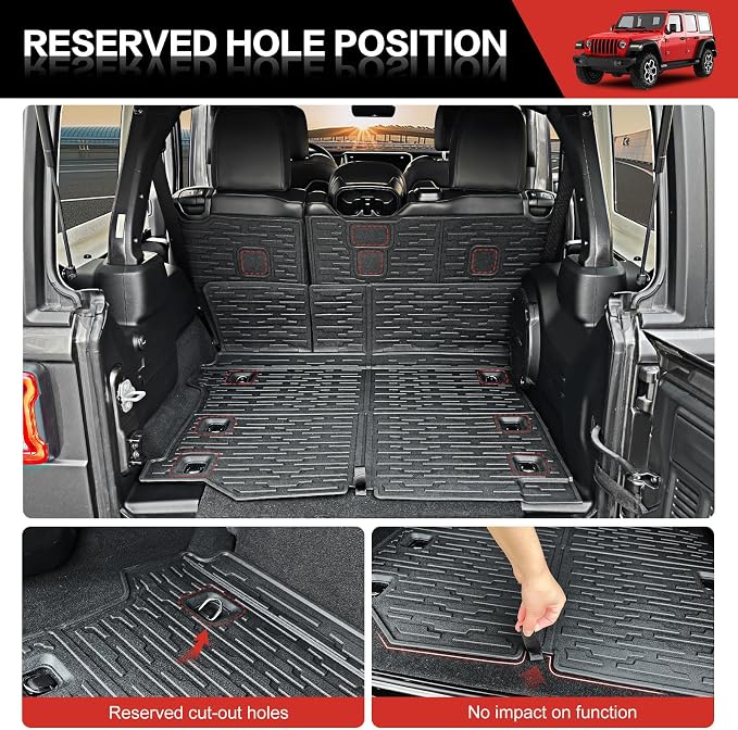 Cargo Liner with Seat Back Cover Fit for 2018-2025 Jeep Wrangler JL Unlimited 4 Door 4X4, Cargo Mat TPE Seat Back Protector for 2024 Jeep Wrangler JL/JLU Accessories(Cargo Mat+ Backrest Mats)