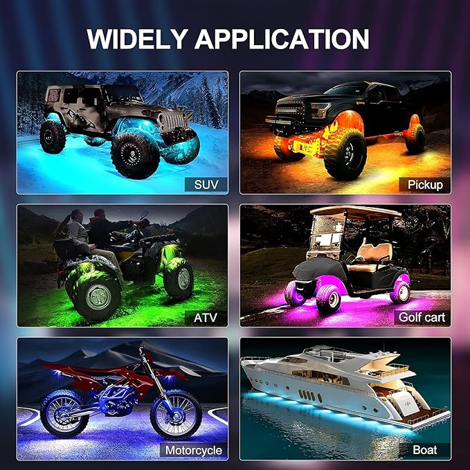 YiLaie RGB Rock Lights for Trucks, 10 Pods LED Underglow Neon Kit with APP & Remote, Music Mode Waterproof IP68 Multicolor Wheel Well Lights for Truck Off Road ATV UTV RZR SUV