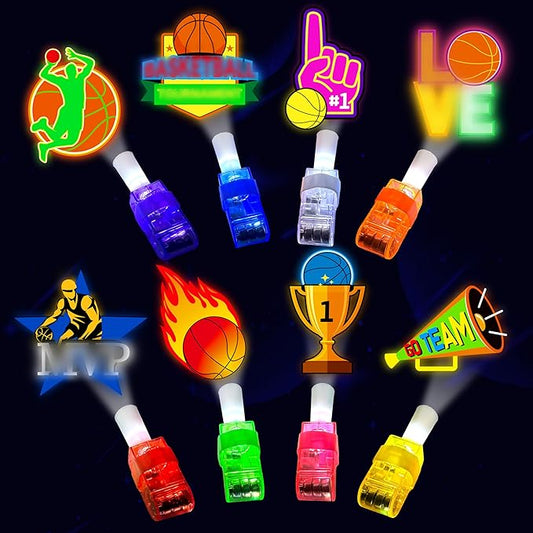 24PCS Basketball Party Favors LED Finger Lights - Glow-in-the-Dark Toys for Kids, Basketball Theme Birthday Decorations, Party Goodie Bag Stuffers & Classroom Prizes Gift for Boys Girls Age 3+