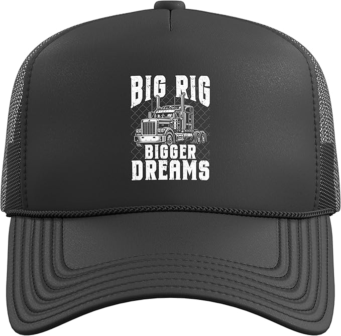 Big Rig Bigger Dreams Semi Truck Driver 18 Wheeler Trucker Hat with Adjustable Mesh Back