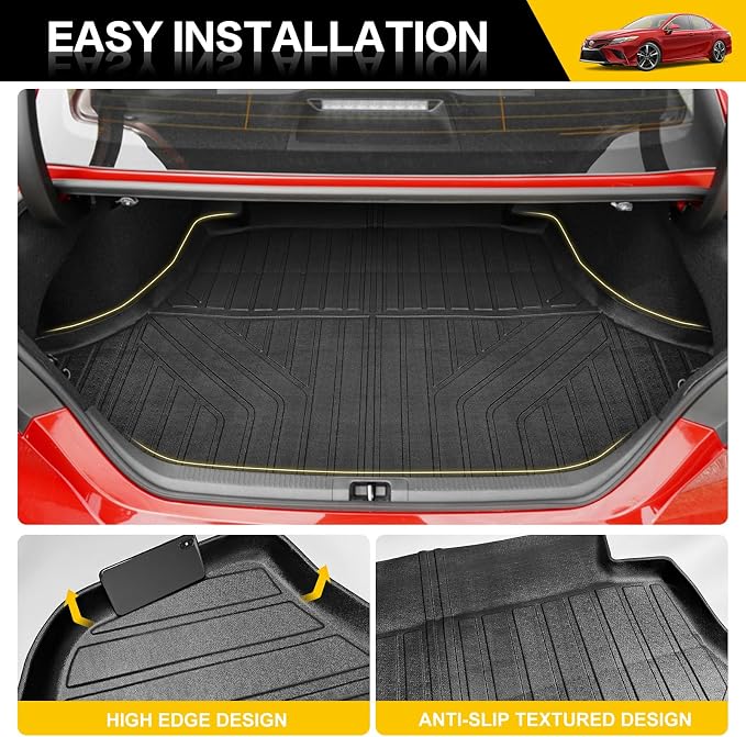 Trunk Mat for 2018-2025 Toyota Camry & 2019-2022 Toyota Avalon Rear Cargo Mat All Weather Protector Trunk Liner for 18-25 Camry Hybrid/L/LE/SE/TRD/XLE/XSE &19-22 Avalon Accessories