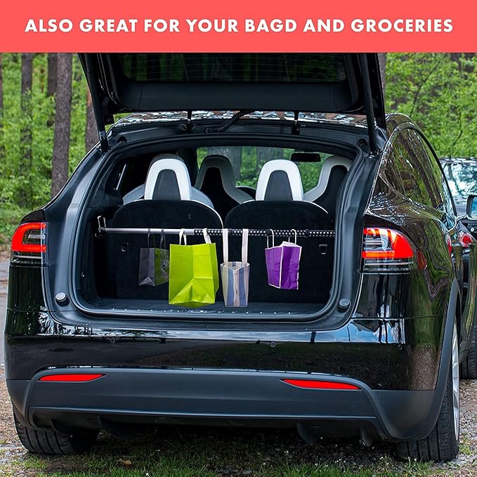 VaygWay Expandable Car Clothes Hanger Bar- Heavy Duty Hanger Metal Storage Suit Rod-Car Hanging Closet Organizer Rack Expandable to 62" -2 Pk Black Rog