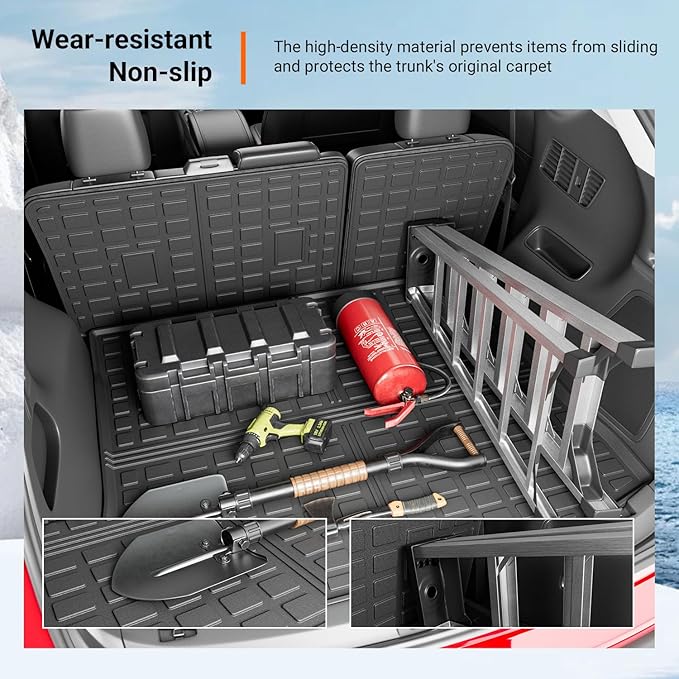 powoq Cargo Mat Compatible with 2015-2024 Ford Edge Cargo Liner Backrest Mat TPE Back Seat Protector (Only for 5-Seater) Replacement for 2015-2024 Ford Edge Accessories (Trunk Mat+Backrest Mats)