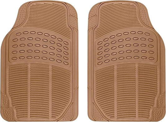 BDK ProLiner Floor Mats for Cars Trucks SUV, 2-Piece All-Weather Car Mats with Universal Fit Design, Durable Car Floor Mats with Capture Ridges, Waterproof Rubber Floor Mats for Cars (Beige)