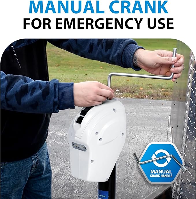 POLESTAR Electric Trailer Jack 5000lbs, A-Frame RV Electric Power Tongue Jack with Waterproof Protective Cover & LED Light, Electric Jacks for Travel Trailers Camper, RV, 12V DC, White, 22.5" Lift