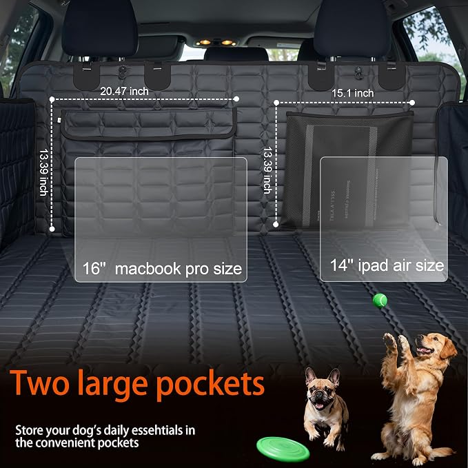 Reliadura SUV Cargo Liner for Dogs, Waterproof Pet Cargo Cover with Bumper Flap Protector, Scrachproof Non-Slip Dog Seat Mat for SUVs, Large Size Cargo Liner Universal Fit Black
