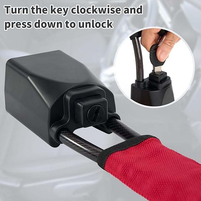 Car Steering Wheel Lock, 1 Pack Anti Theft Car Device with Max 17” Locking Length, Thickened Steel Wire, and Fine Stitched Edges, 3 Keys Included, Easy to Store, Fits Most Vehicles, SUVs（Red）