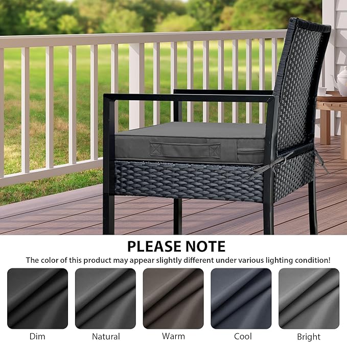 IPYNBAP Outdoor Chair Cushions Set of 4 -Waterproof Outdoor Seat Cushions for Patio Furniture, Patio Chair Cushion with Handle and Ties, Out Door Chair Pads,18.5x16x3-Square, Darkgrey