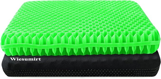 Plus Size Gel Seat Cushion for Long Sitting, Extra Large and Thick, Seat Cushion for Back, Hip, Sciatica, Tailbone Pain Relief, Used for Office, Wheelchair, Car, Recliner, Stadium, Kayka.(Grass Green)
