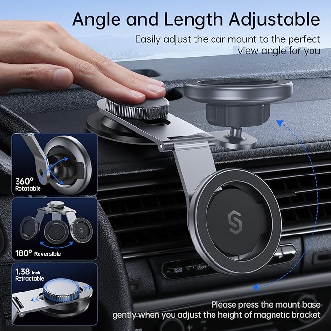 Syncwire Bluetooth 5.3 FM Transmitter Car Adapter 48W (PD 36W & 12W) and Magnetic Car Phone Mount for Car Dashboard