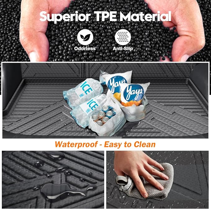 KUST Trunk Cargo Liner for 2023-2026 Kia Sportage Accessories (Include Hybrid, Not for PHEV), Rear Trunk Cargo Mat with Backrest Mat, TPE Rubber, Raised Edge