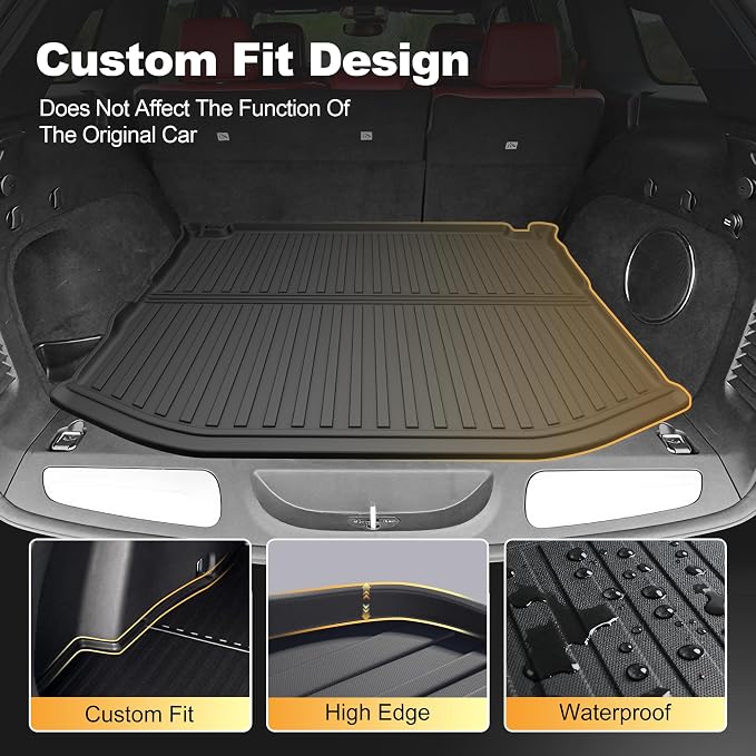 Cargo Mat Fit for 2011-2021 Jeep Grand Cherokee Rear Cargo Liner: All Weather Custom Fit TPE Automotive Trunk Liner - Grand Cherokee Trunk Mat, Black