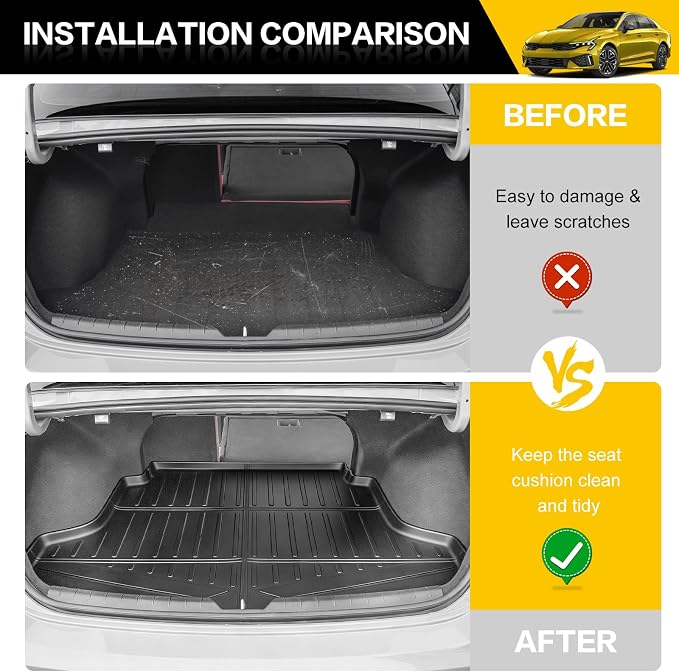 Trunk Mat for 2021-2026 Kia K5 & 2020-2026 Hyundai Sonata Rear Cargo Mat All Weather TPE Protector Trunk Liner Car Accessories